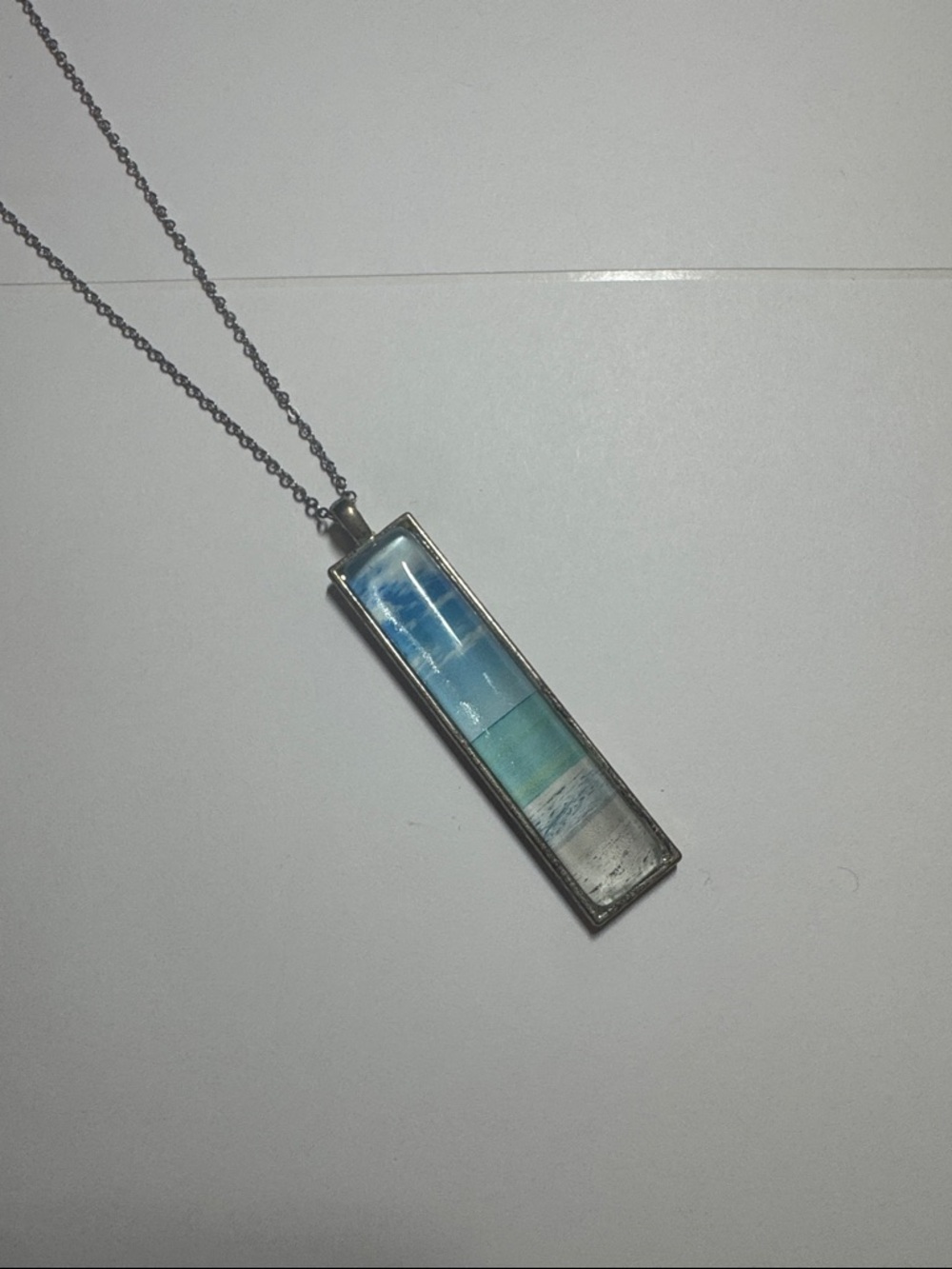 Rectangular Ocean Gradient Pendant Necklace - Blue & Green